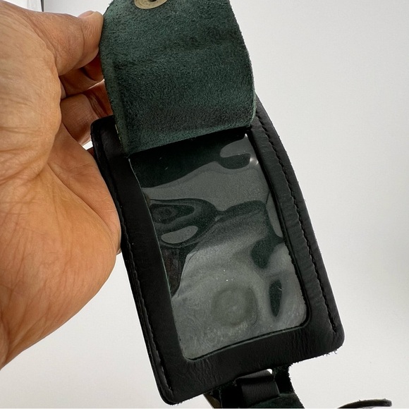 Tumi Hunter Green Leather Luggage ID Name Tag Vintage Accessories - Picture 7 of 16